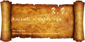 Kazimér Valéria névjegykártya